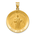14K Polished and Satin St Jude Thaddeus Medal Hollow Pendant