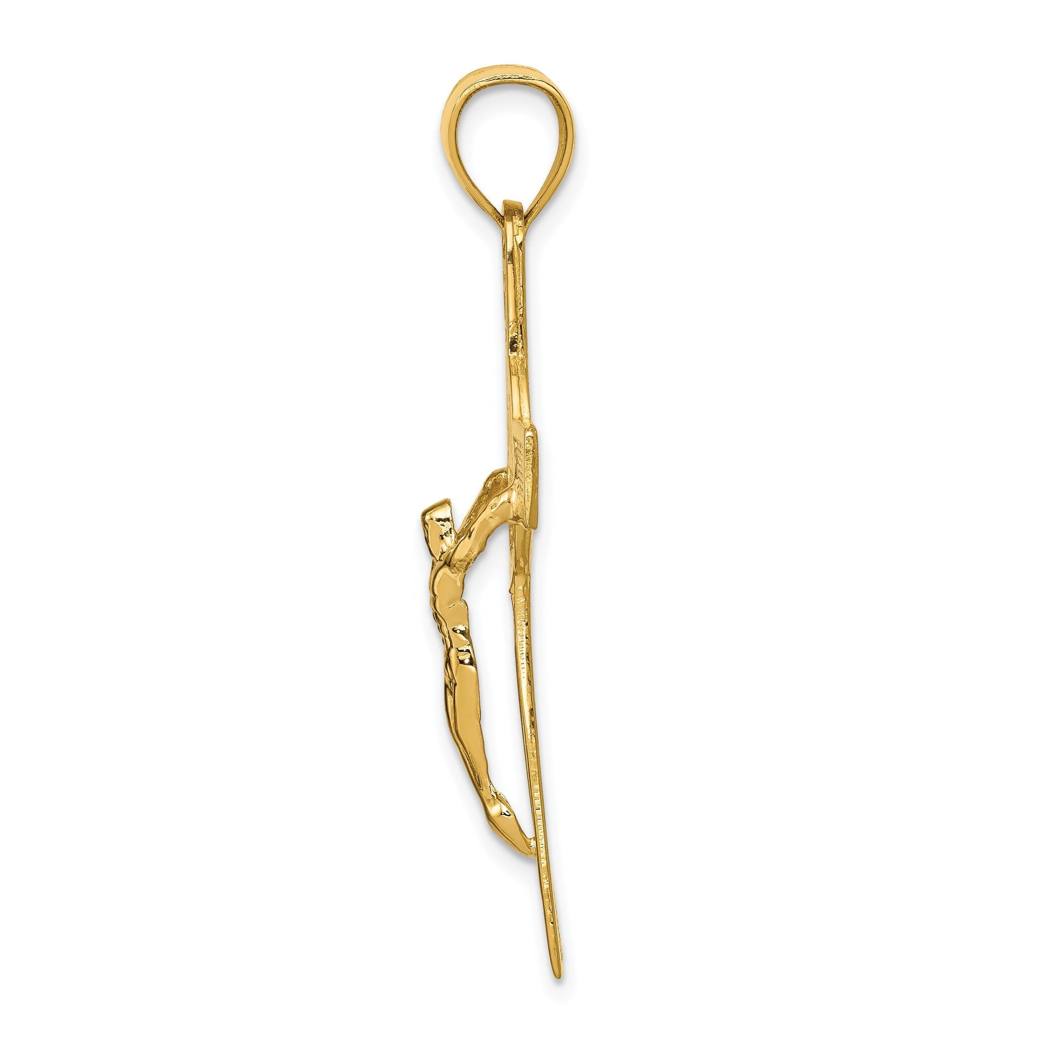 14K Gold Reversible San Benito Crucifix Pendant with Polished Finish
