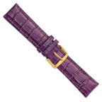Crocodile-Grain Chronograph Watch Band in Violet Leather, 24mm