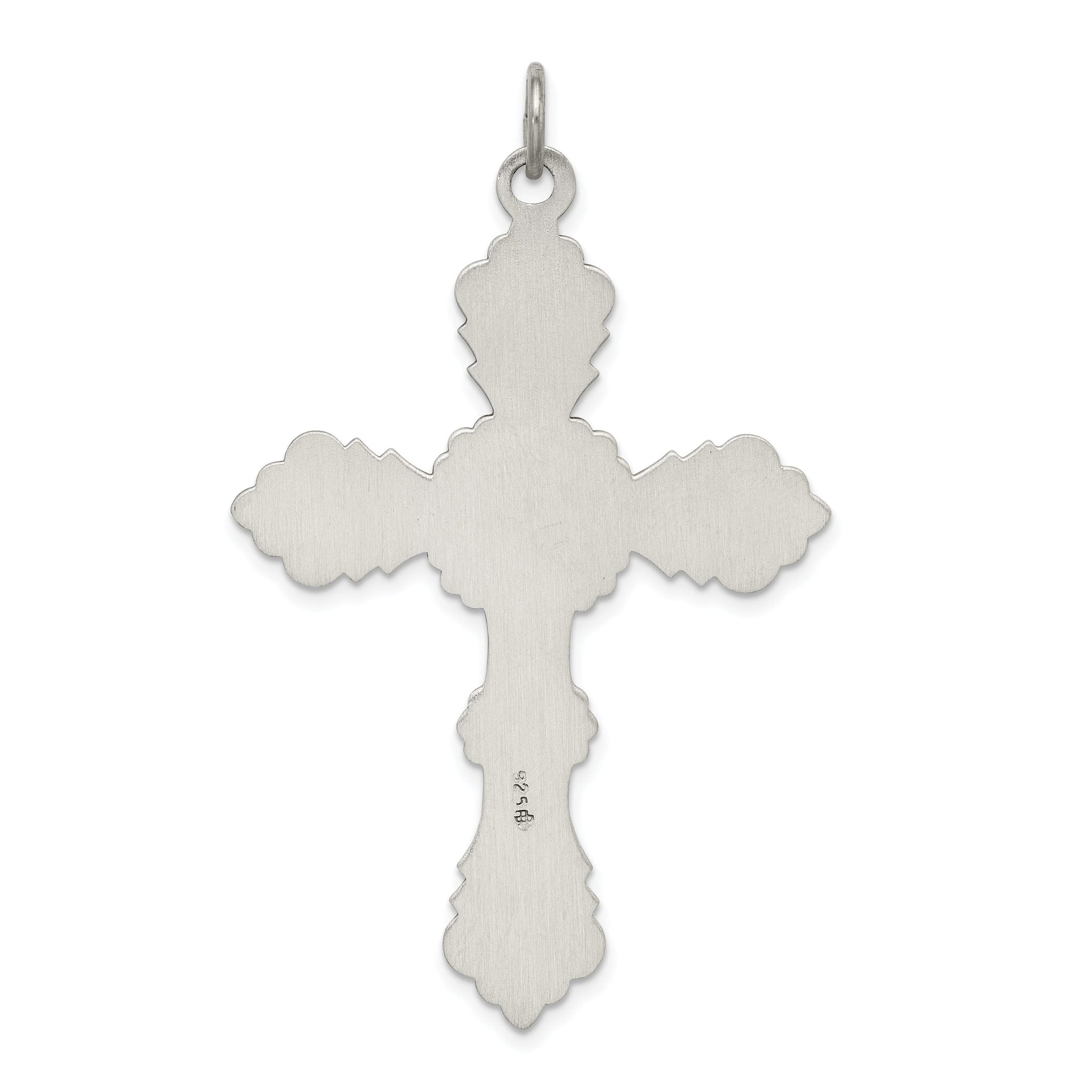 Sterling Silver 925 Antiqued Cross Pendant with Polished Finish Elegant Design