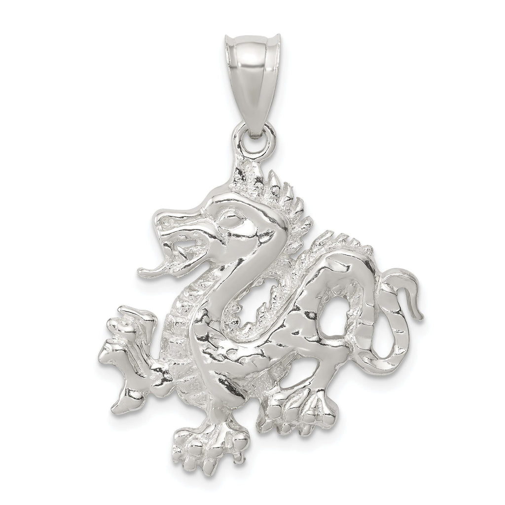 Sophia Jewelers Men's Sterling Silver 925 Dragon Pendant with Polished Finish