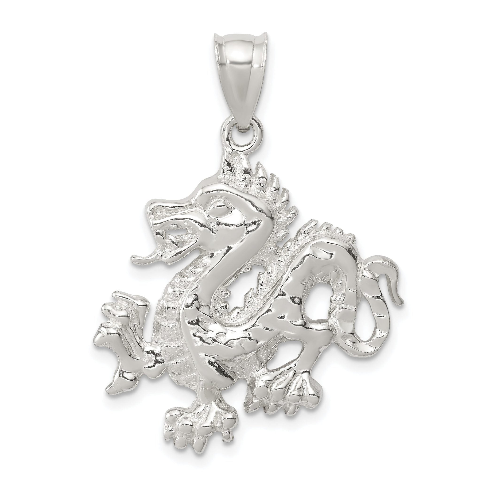 Sophia Jewelers Men's Sterling Silver 925 Dragon Pendant with Polished Finish