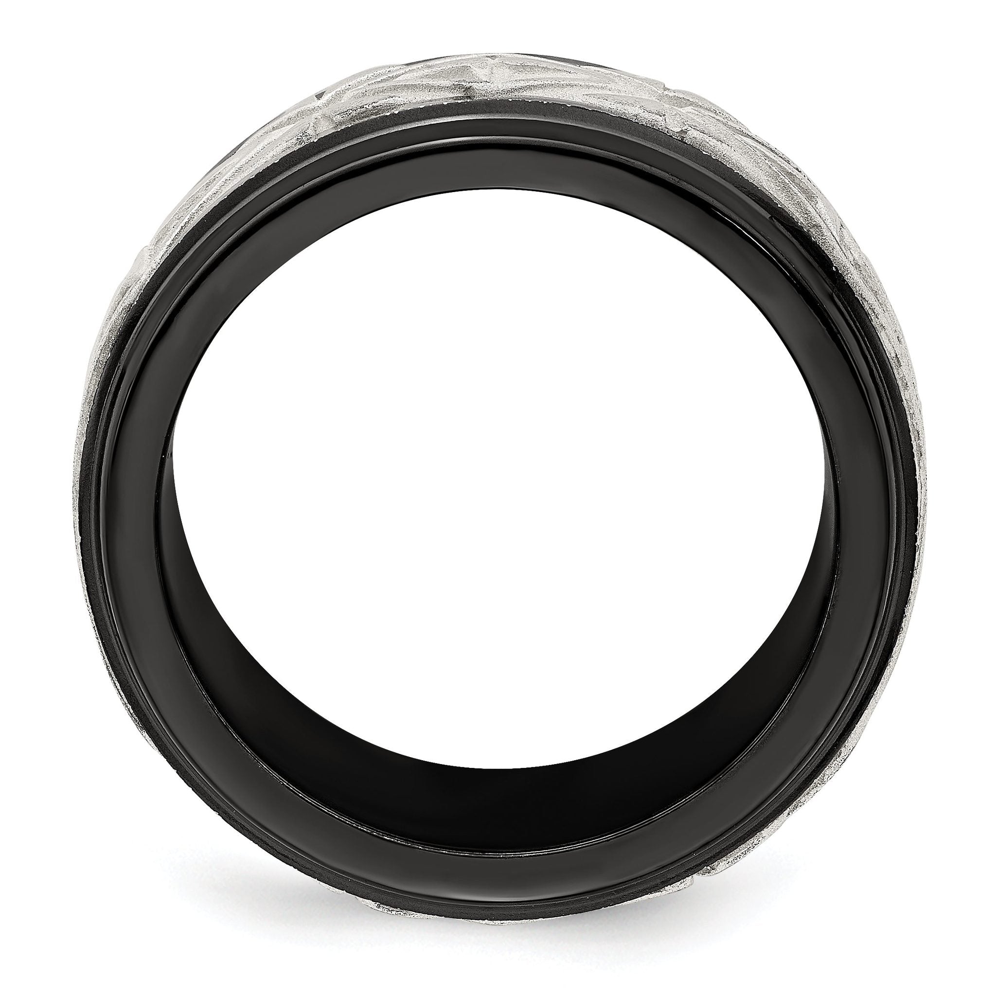 Sterling Silver Inlay Wedding Band in Black Titanium, 11mm