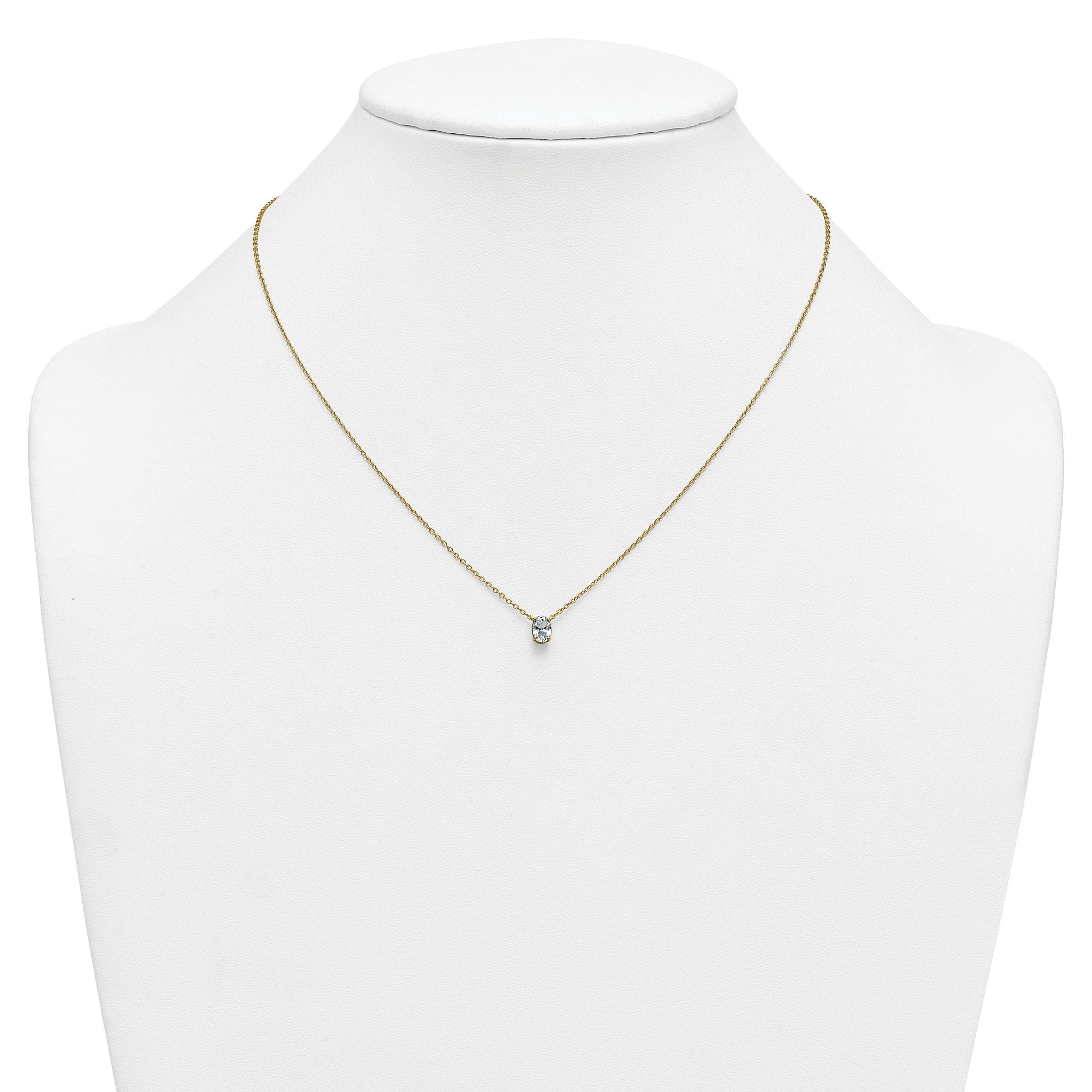 14k 1/2 carat Lab Grown Diamond VS+ F+ Oval Complete Bezel Set Chain Slide Pendant