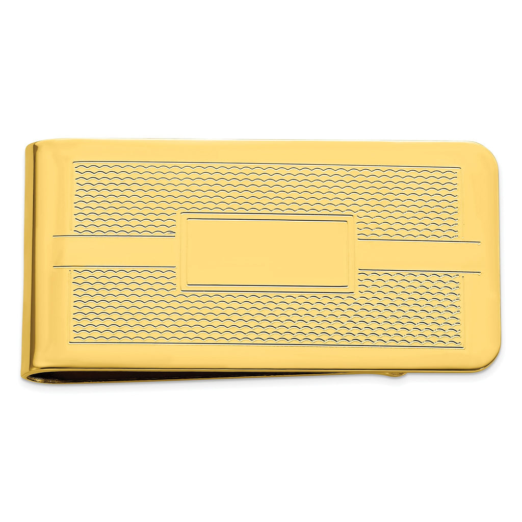 Gold-plated Kelly Waters Honey Comb and Square Engraveable Money Clip