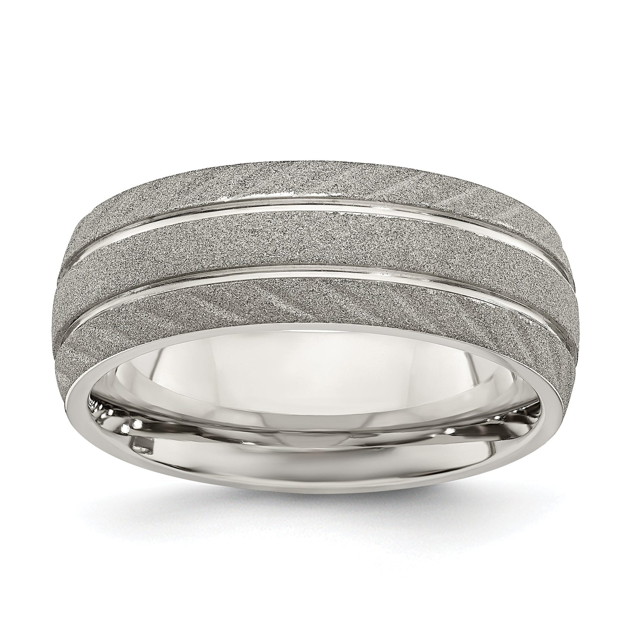 Polished & Satin Wedding Band in Stainless Steel, 8mm Main image