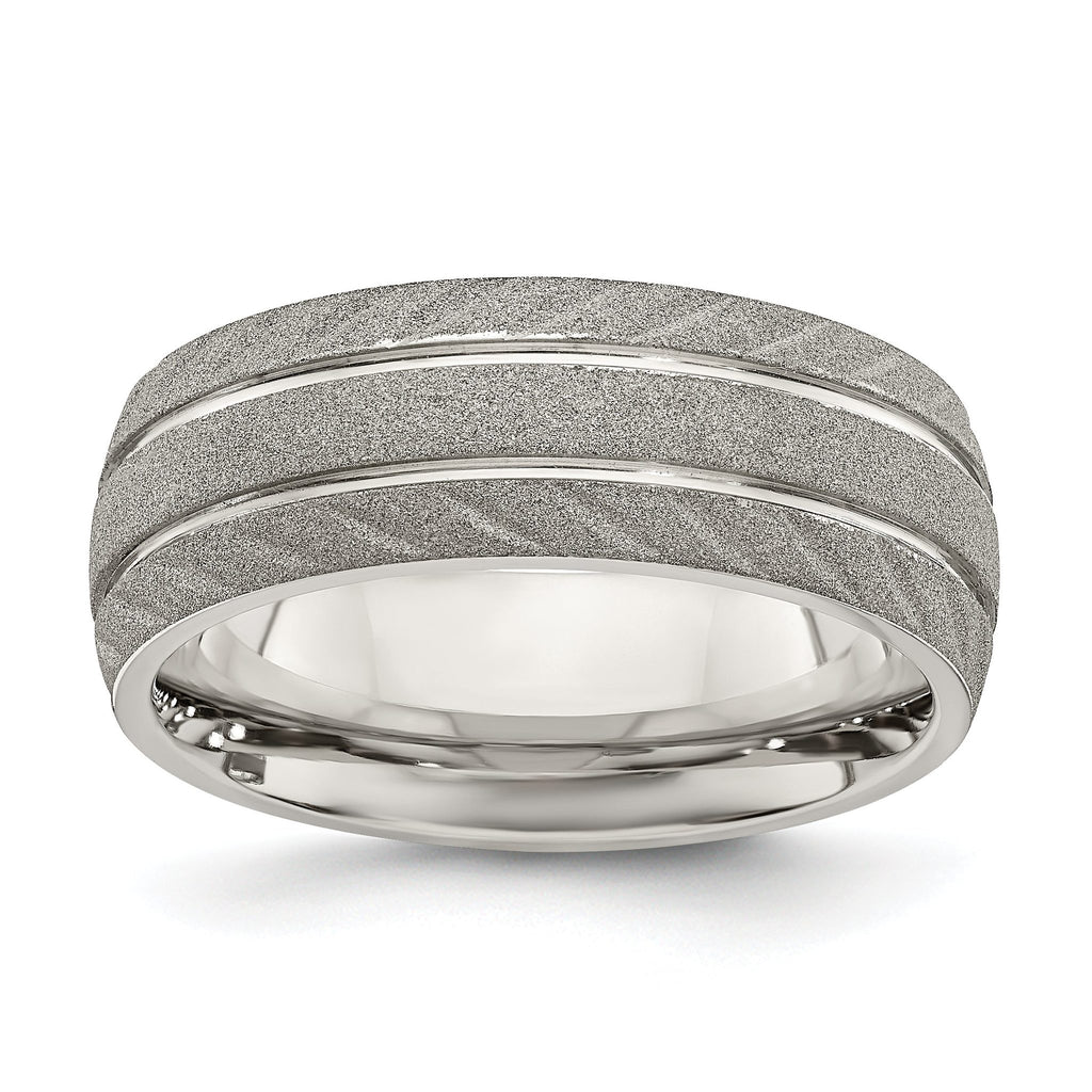 Polished & Satin Wedding Band in Stainless Steel, 8mm