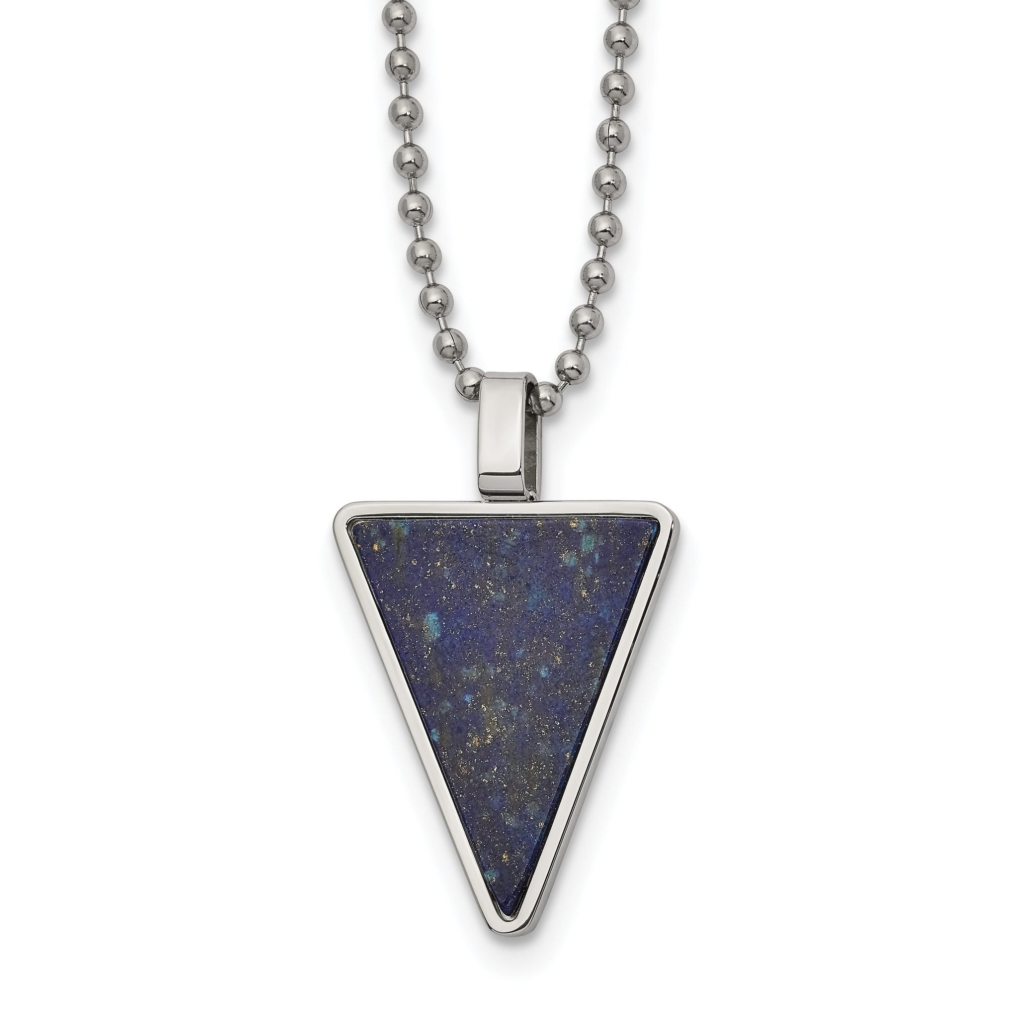 Lapis Triangle Pendant Necklace in Stainless Steel Main image