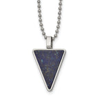 Lapis Triangle Pendant Necklace in Stainless Steel