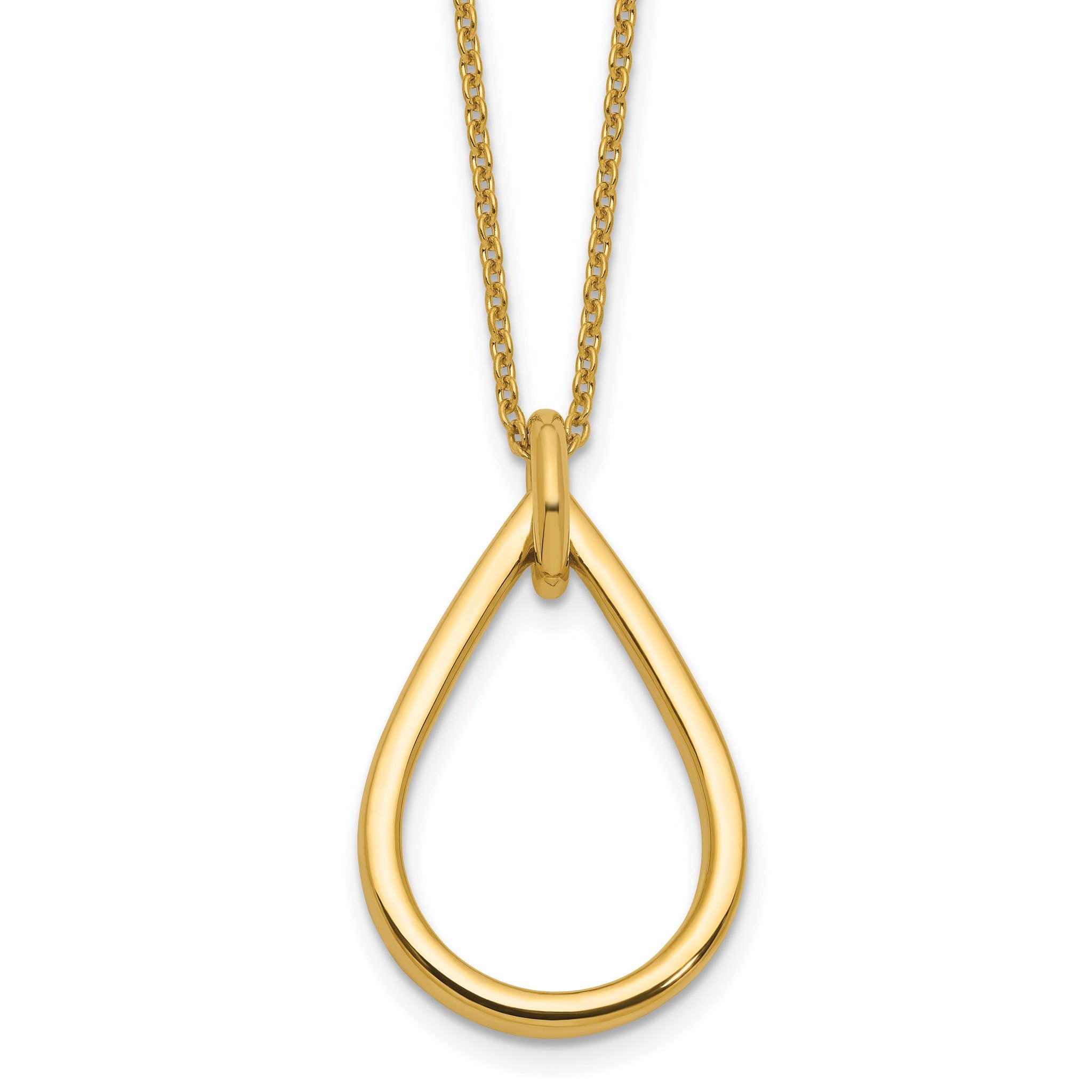 14K Polished Fancy Open Teardrop w/ 2in Ext. Necklace Main image