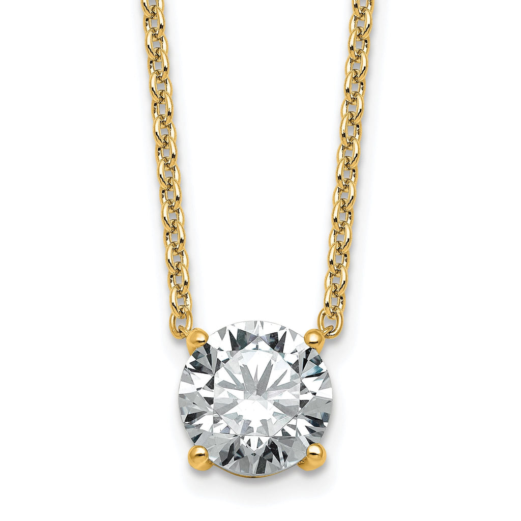 14k 2 1/2 carat Lab Grown Diamond VS+ F+ Round Complete Four Prong 18 inch Solitaire Necklace