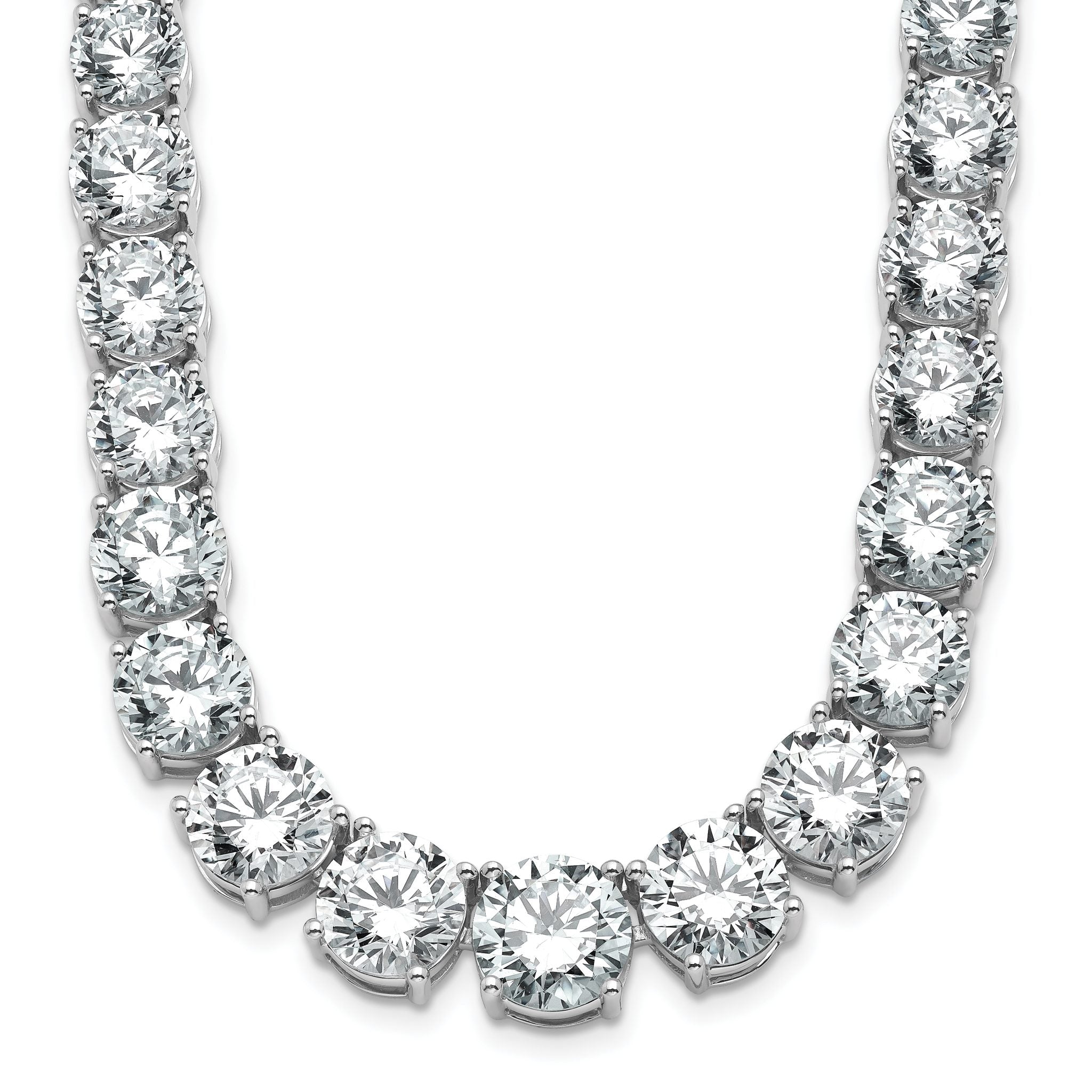 14k White Gold 72 3/8 carat Lab Grown Diamond VS/SI+ G+ Complete Round 20 inch Graduated Tennis Necklace Main image