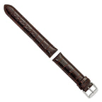 Crocodile-Grain Chronograph Watch Band in Dark Brown Leather, 14mm