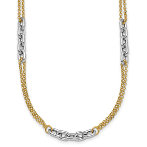 Fancy Chain Necklace in 14K Two-Tone Gold, 4.8mm, 17 Inch - Sophia Jewelers
