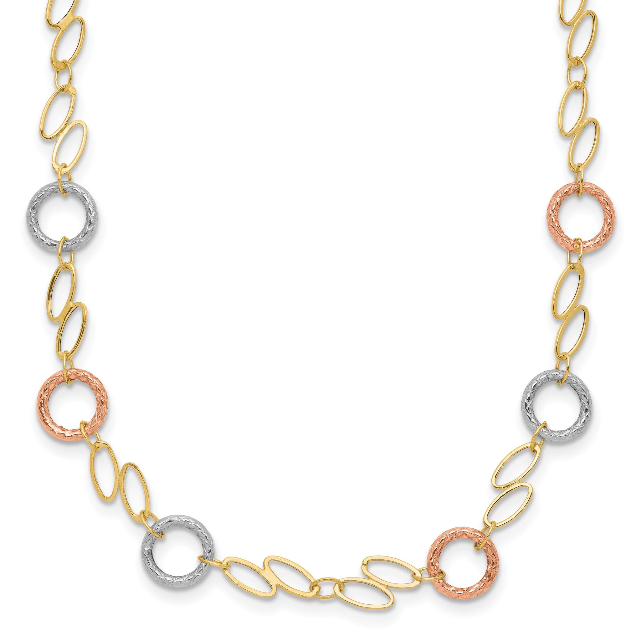 14k Tri-color Circles Necklace