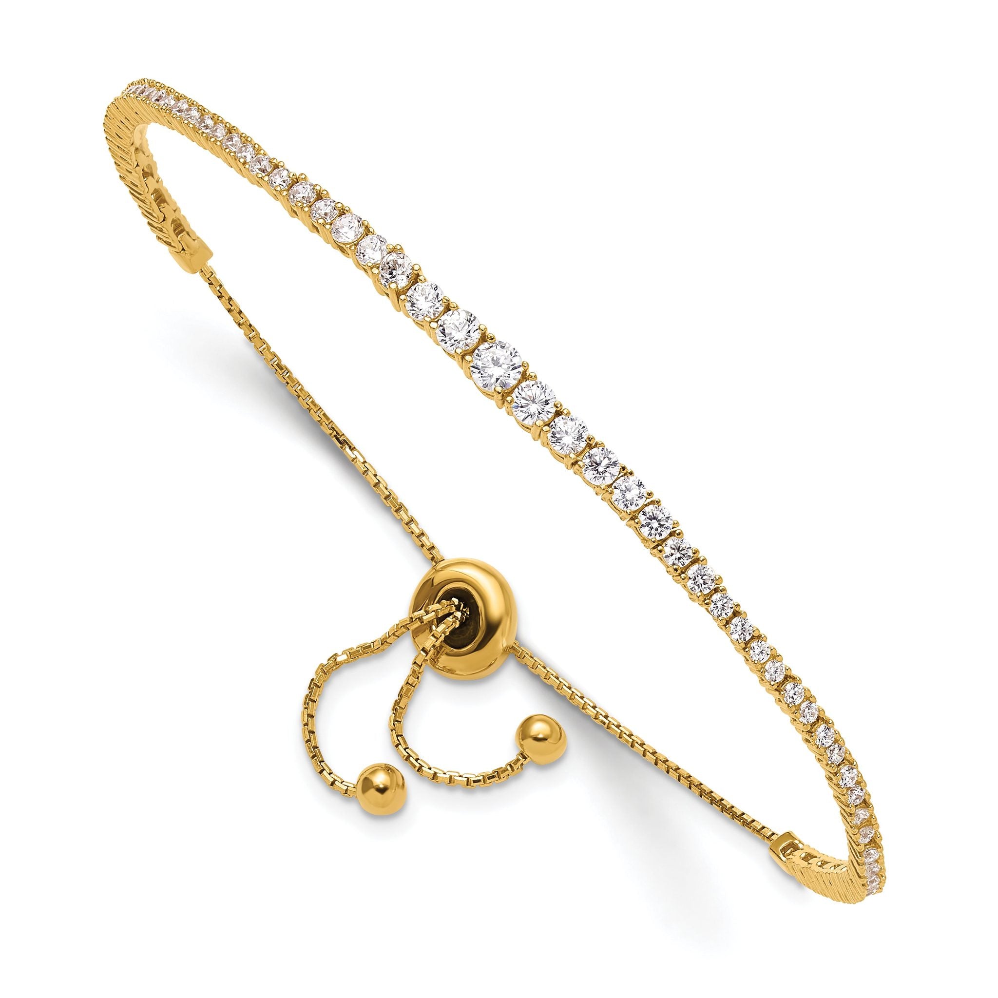 Sterling Shimmer Sterling Silver Gold-tone Flash Gold-plated 67 Stone Graduated CZ Adjustable 5 inch up to 9 inch Bracelet Main image