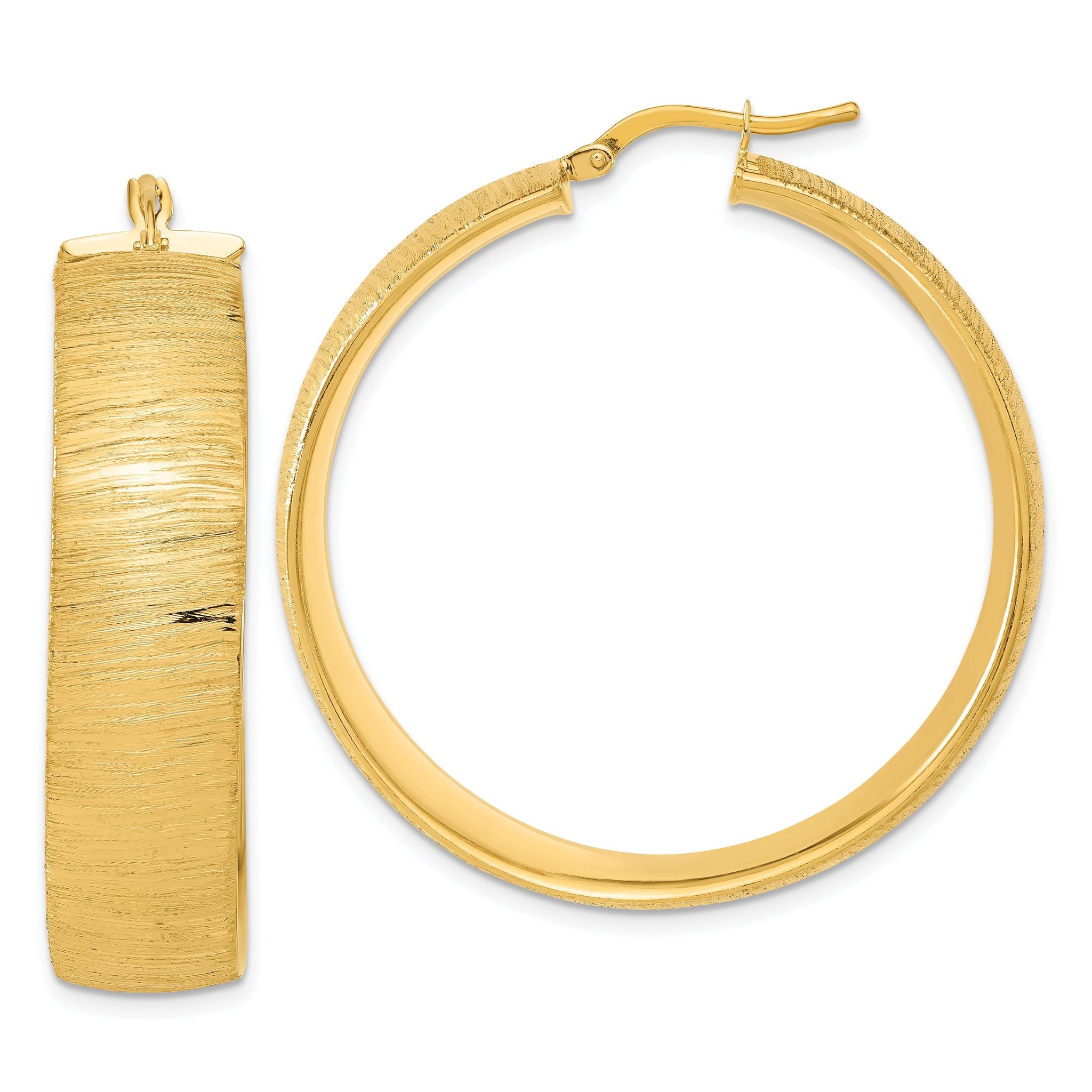 Bronze Satin Polished Hoop Earrings with Textured Finish Nickel Free Main image