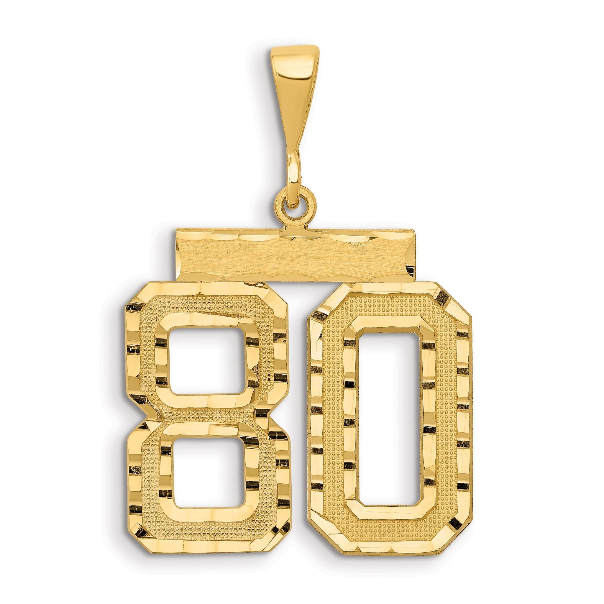 14K Gold Diamond-Cut Number 80 Large Charm  Brushed Finish Main image