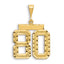 14K Gold Diamond-Cut Number 80 Large Charm  Brushed Finish