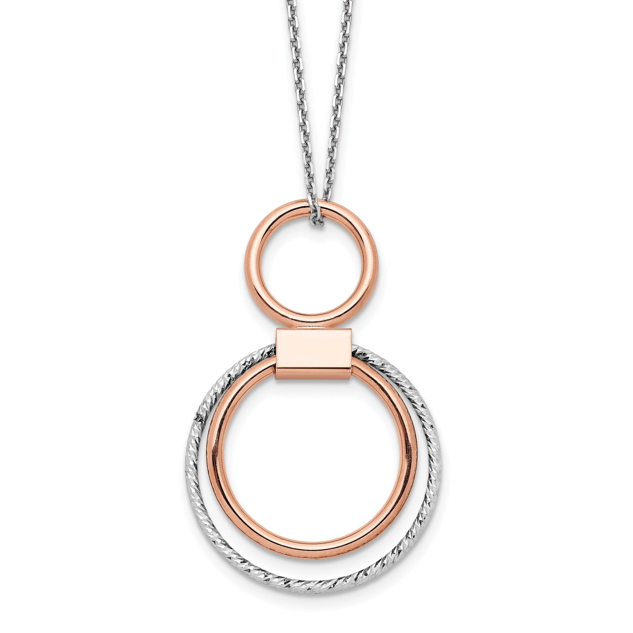 Sterling Silver Rh-p Rose-tone Polished with 2in ext. Necklace