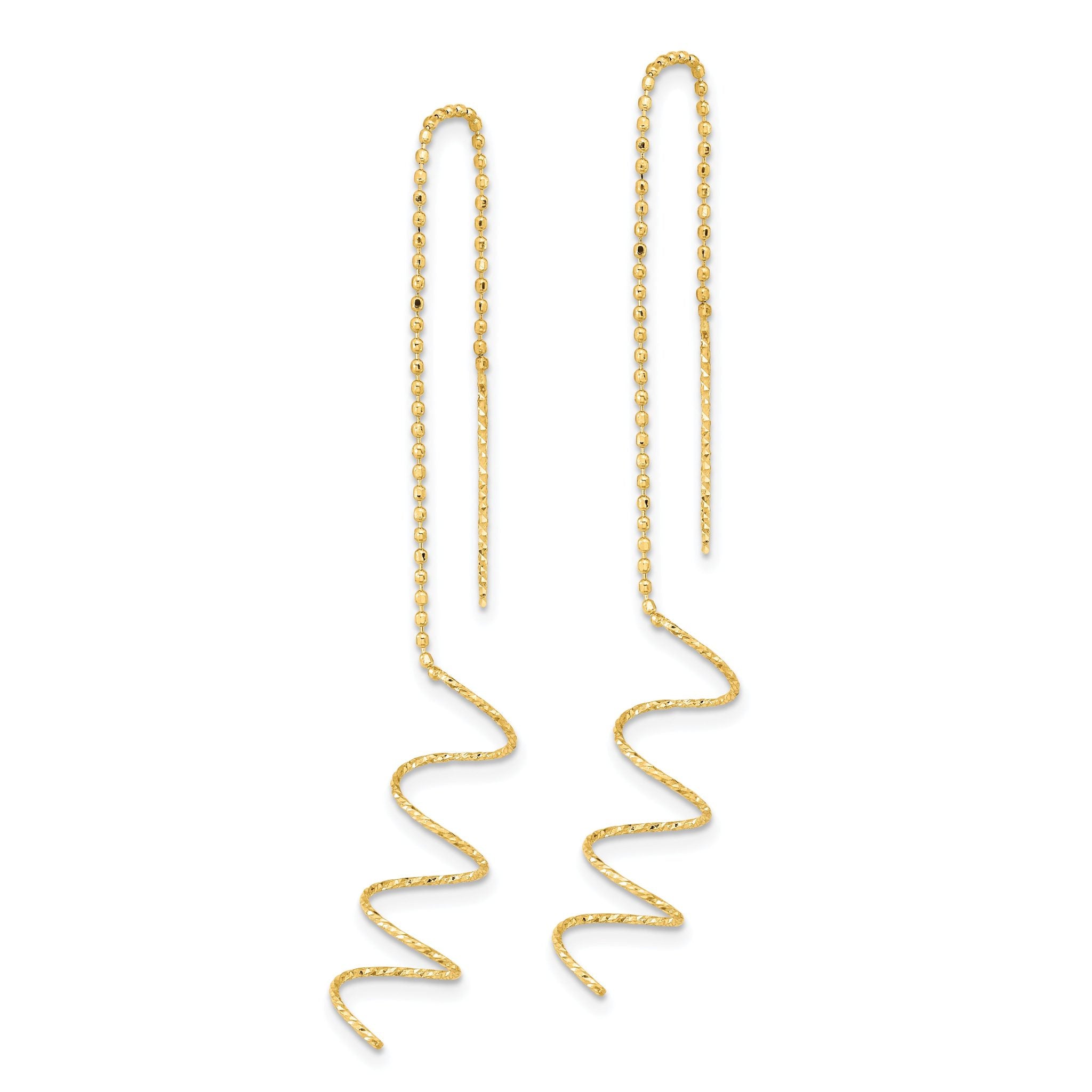 14k Polished Diamond-cut Spiral Threader Earrings Secondary image