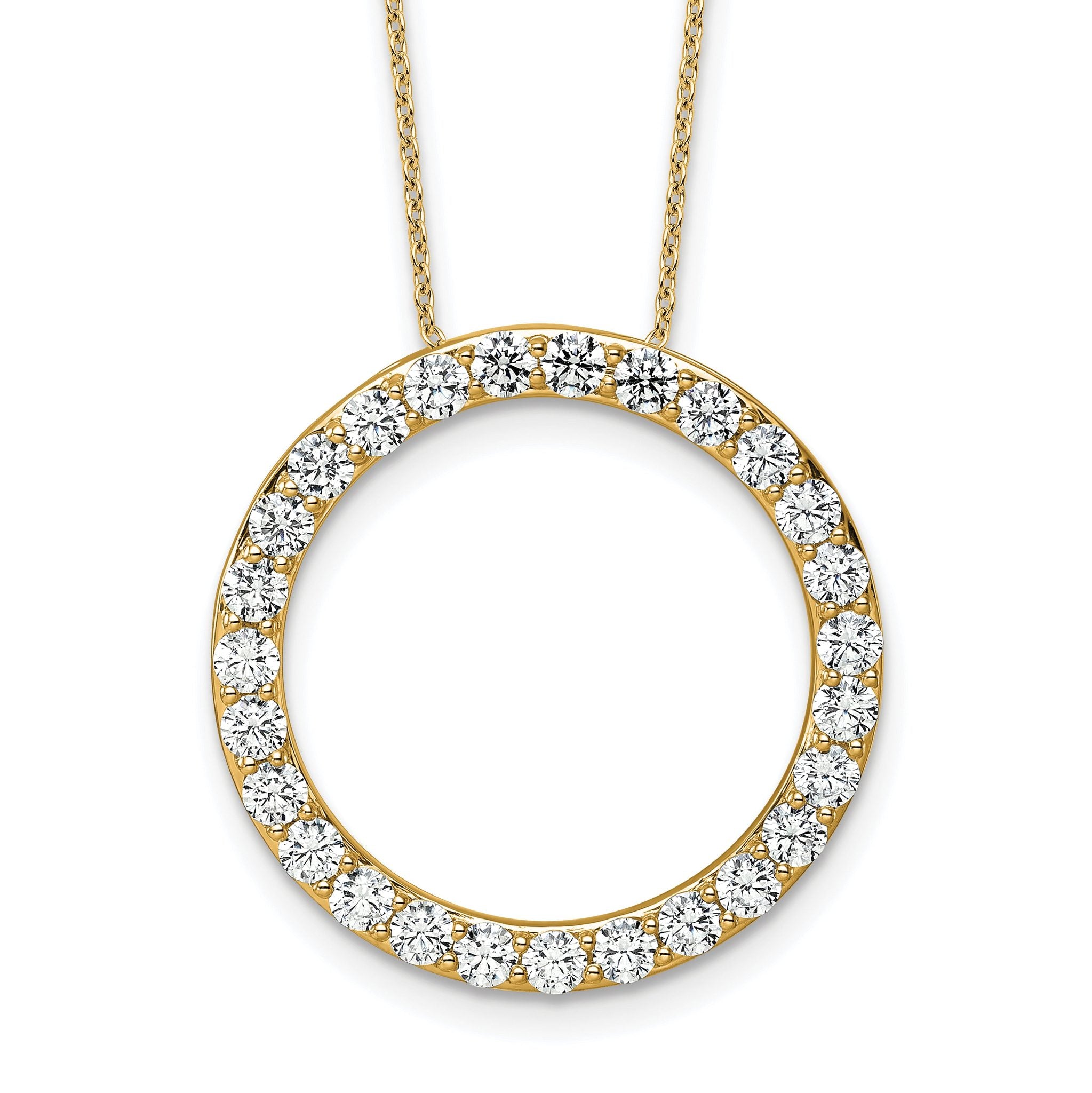 14k 3 carat Lab Grown Diamond VS+ F+ Complete 18 inch Circle Slide Necklace