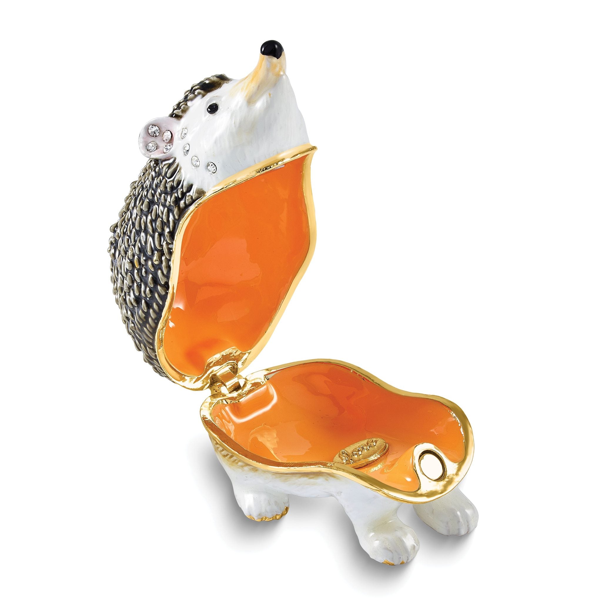 Hedgehog Trinket Box & Matching Necklace Set in Pewter Secondary image