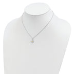 Sterling Silver Polished Yellow & White Enamel Flower Children's Necklace