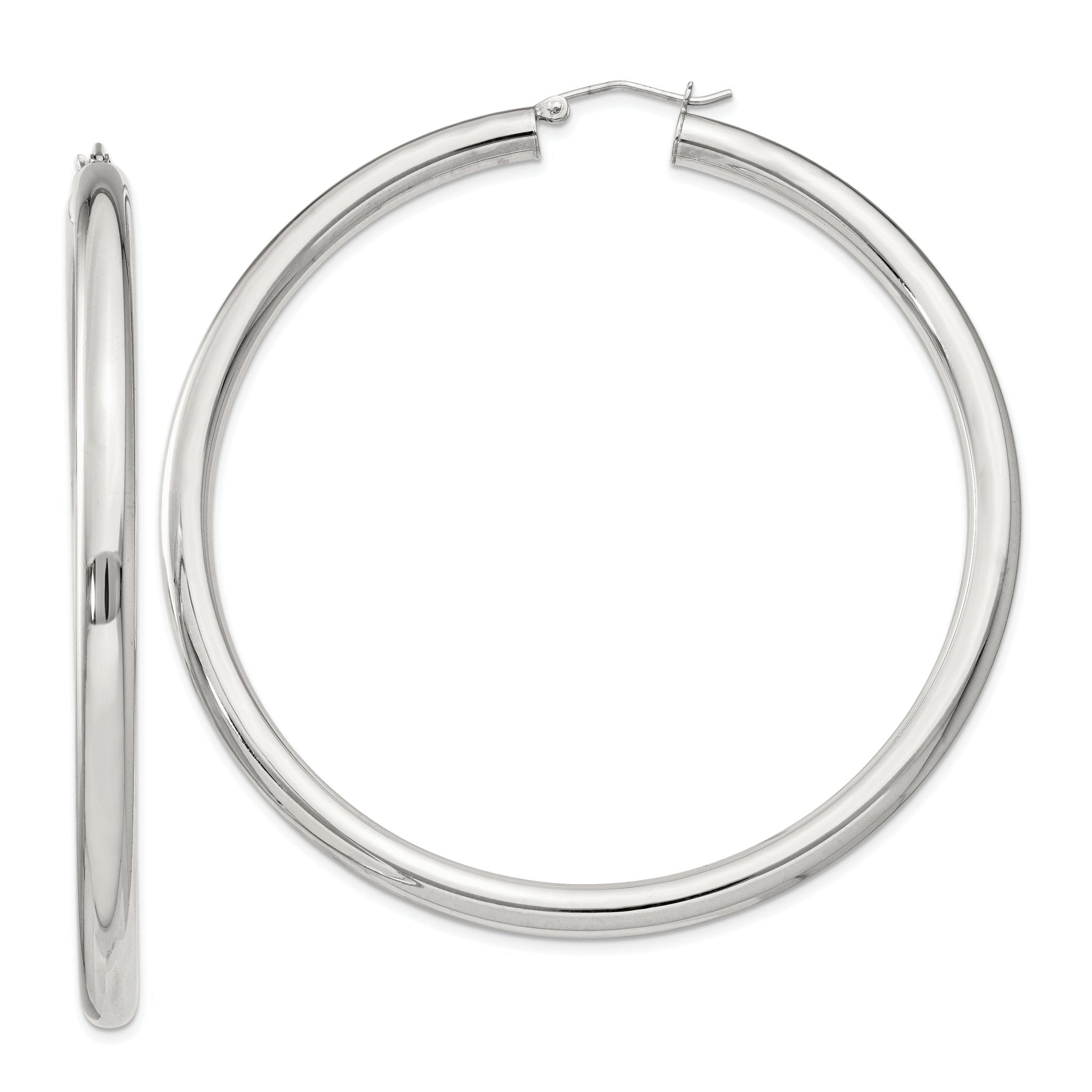 Sterling Silver 4mm Round Hoop Earrings Main image