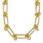 14K Polished Love Knot Fancy Paperclip Link Necklace