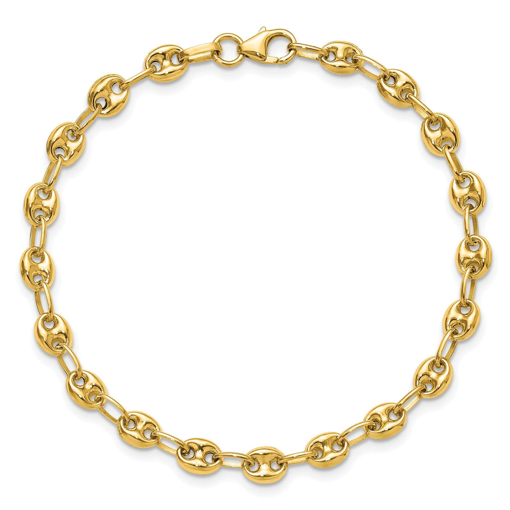 14K Polished Puffed Mariner Link Bracelet