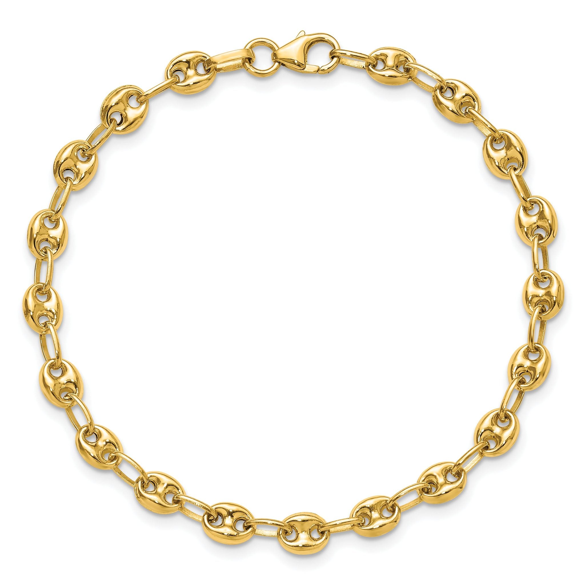 14K Polished Puffed Mariner Link Bracelet