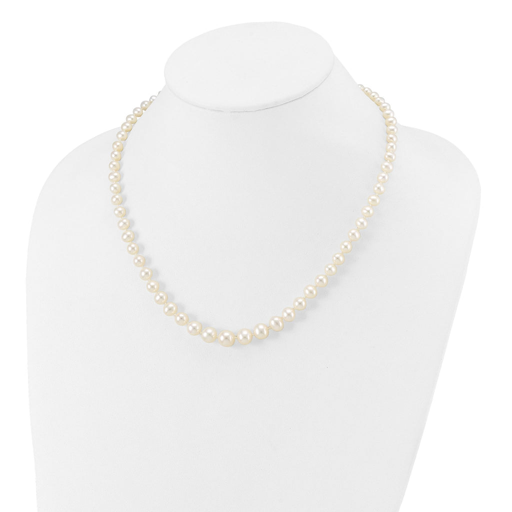 14K Gold Filled 4-8mm Graduated White Cultured Freshwater Pearl Necklace
