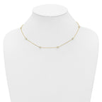10K Polished CZ 7 Station Necklace