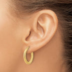 14K Diamond-Cut Round Hoop Earrings