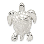 Sterling Silver Turtle Chain Slide Pendant with Polished Textured Finish