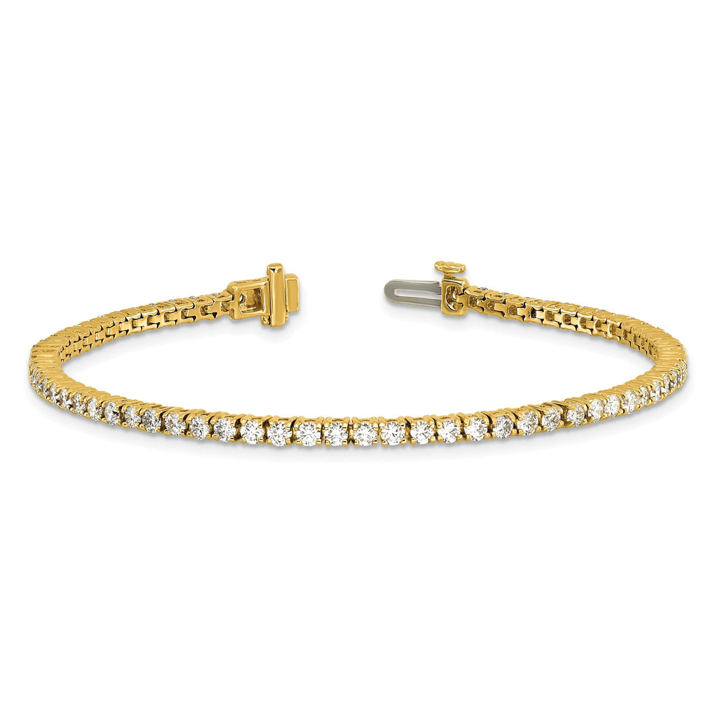 14k 2 3/4 carat Lab Grown Diamond VS+ F+ Complete Tennis Bracelet