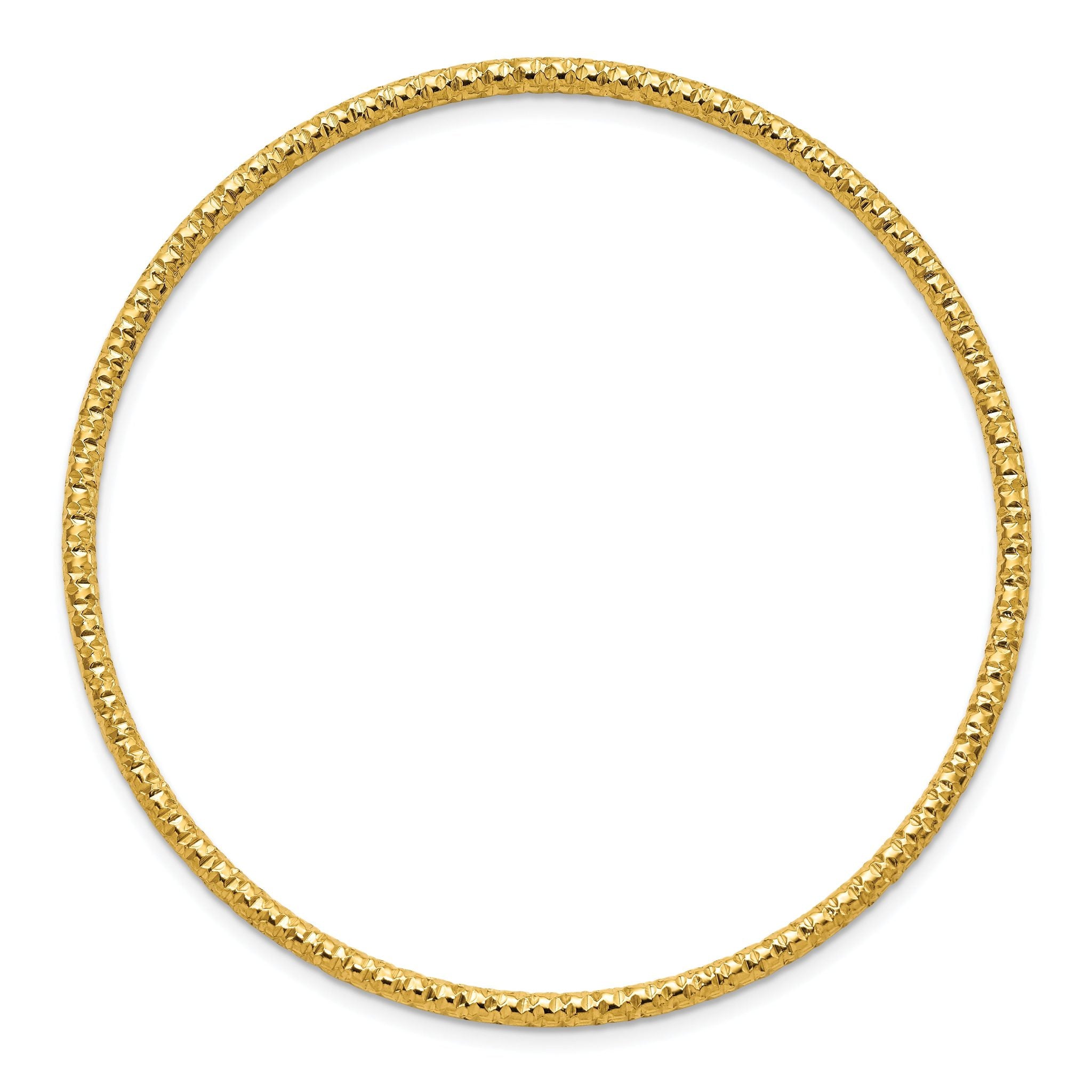Stainless Steel Polished and Textured Yellow IP-plated 2mm Slip on Bangle Bracelet for Women Secondary image
