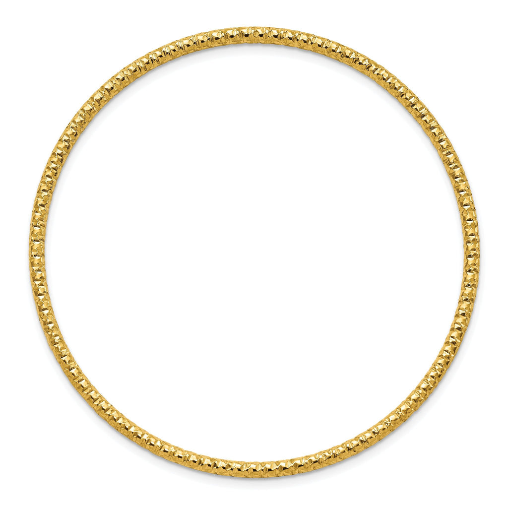 Stainless Steel Polished and Textured Yellow IP-plated 2mm Slip on Bangle Bracelet for Women