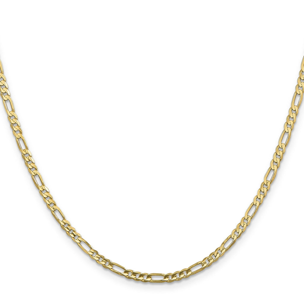 Flat Figaro Chain in 10K Yellow Gold, 3mm