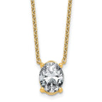14k 3 carat Lab Grown Diamond VS+ F+ Oval Complete Four Prong 18 inch Pendant Necklace