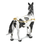 Luxury Giftware by Jere Pewter Bejeweled Crystals Gold-tone Enameled ALPHA Paint Horse Trinket Box with Matching 18 Inch Necklace