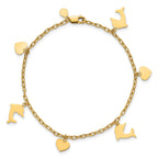 1/20 14K Gold Filled Dolphin and Heart Dangles Bracelet