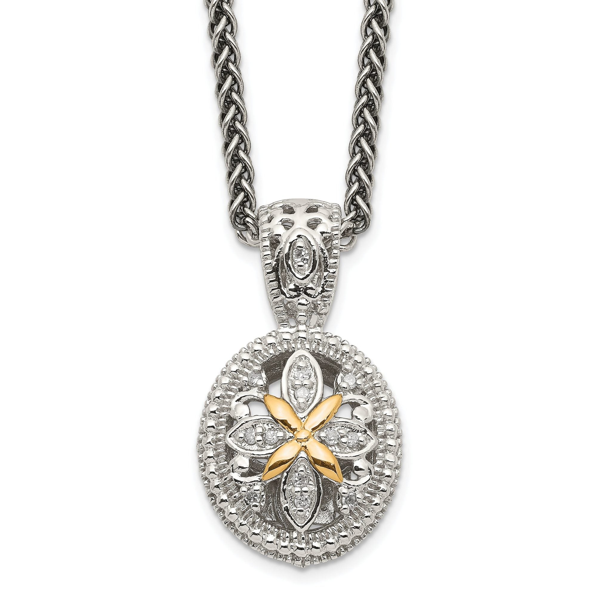 Shey Couture Sterling Silver Antiqued with 14K Accent 18 Inch Diamond Necklace Main image