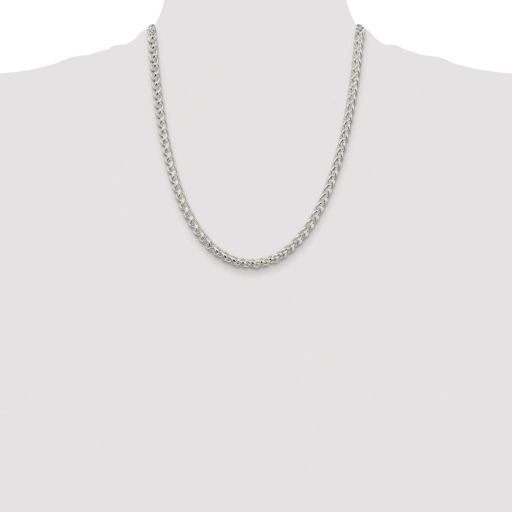 Sterling Silver Rhodium-plated 5mm Round Spiga Chain