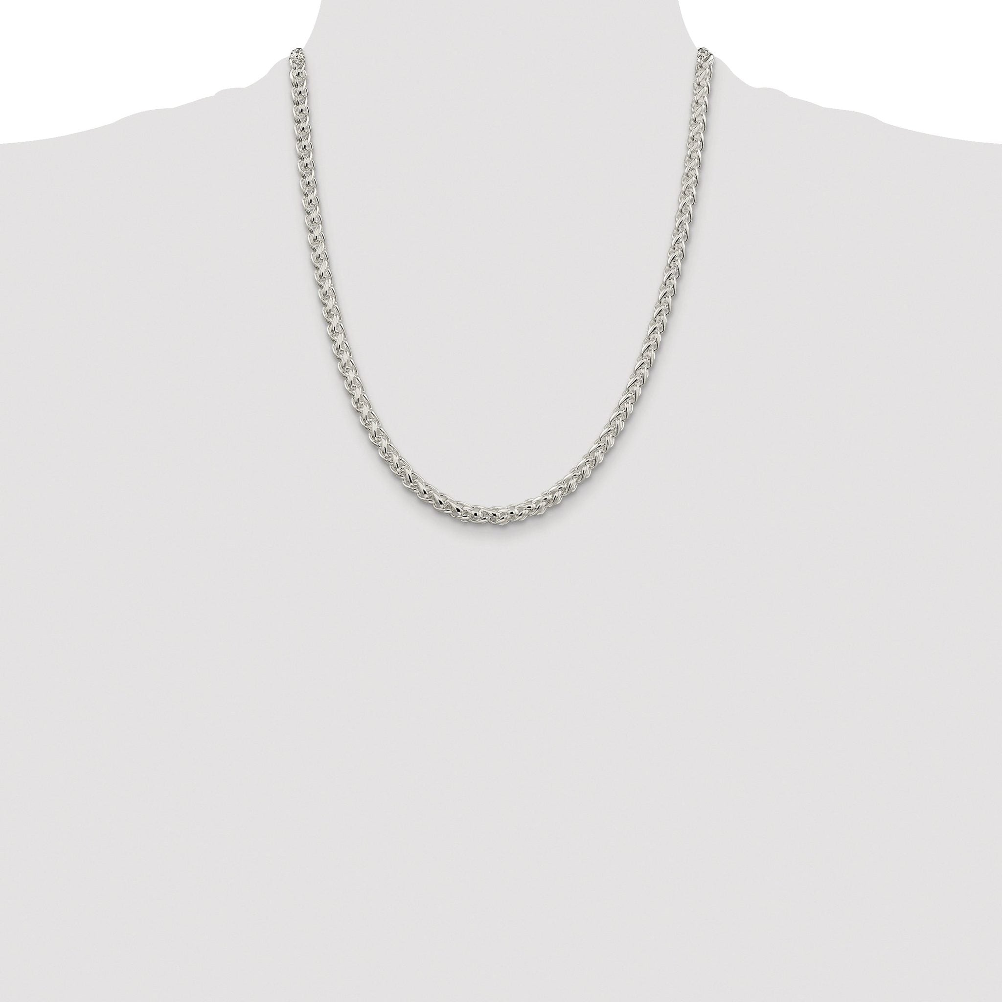Sterling Silver Rhodium-plated 5mm Round Spiga Chain