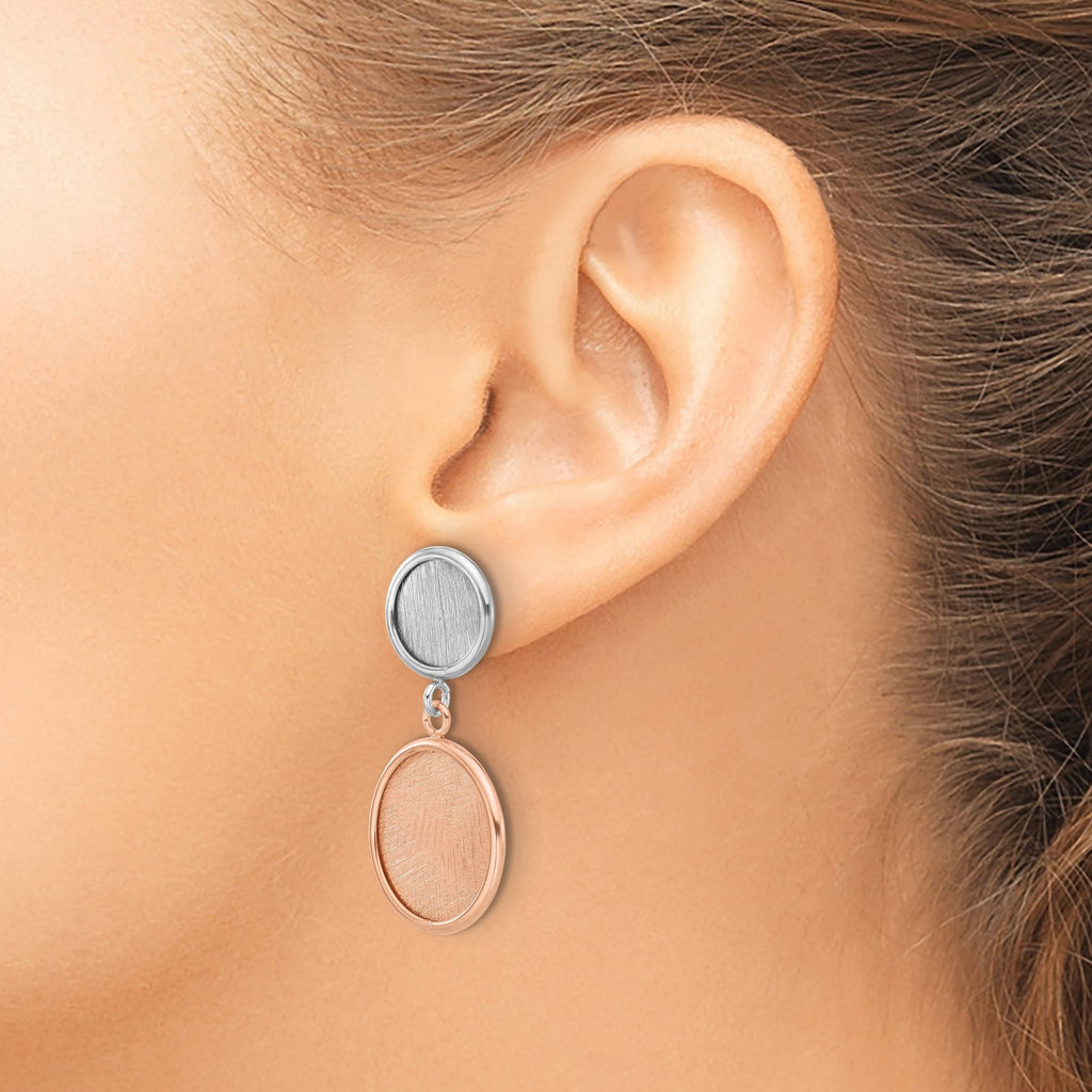 SS Rhodium/Rose-tone Radiant Essence Polished/Scratch Earrings