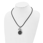 Antiqued Snake Pendant in Stainless Steel on Leather Cord