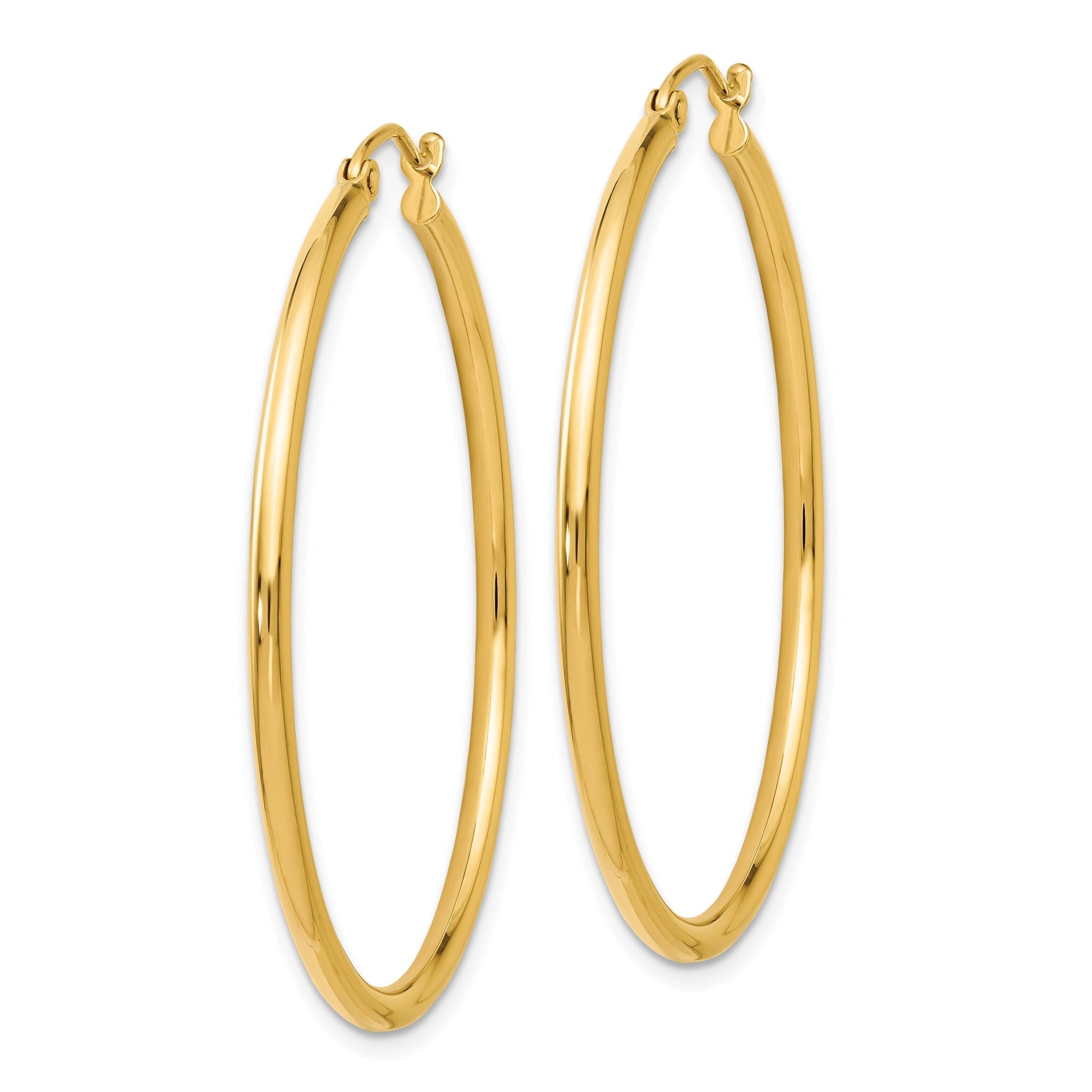 14K Gold Polished Hoop Earrings 40mm Hollow Design with Lifetime Guarantee Secondary image