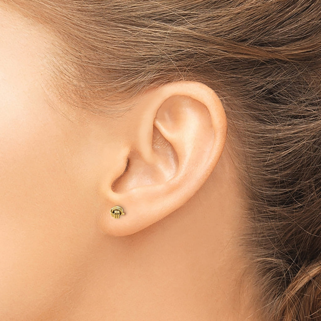 14K Gold Polished Love Knot Earrings for Women, Nickel-Free